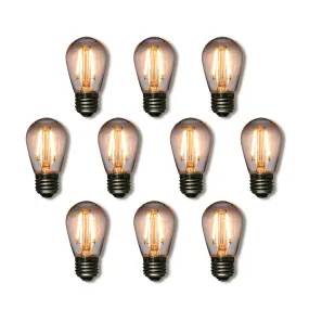 10-Pack Warm White LED Filament S14 Shatterproof Light Bulb, Dimmable, 2W,  E26 Medium Base