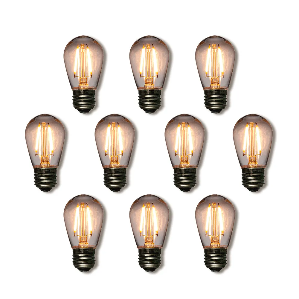 10-Pack Warm White LED Filament S14 Shatterproof Light Bulb, Dimmable, 2W,  E26 Medium Base