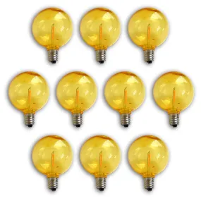 10-PACK Yellow LED Filament G50 Globe Shatterproof Energy Saving Color Light Bulb, Dimmable, 1W,  E12 Candelabra Base