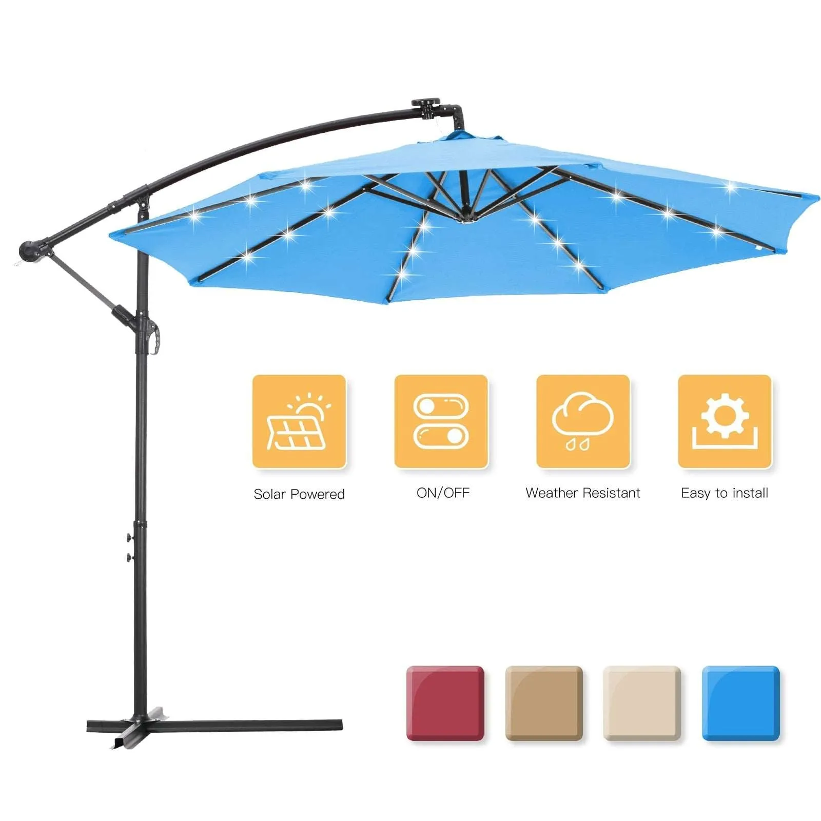 10' Patio Umbrella with LED Lights