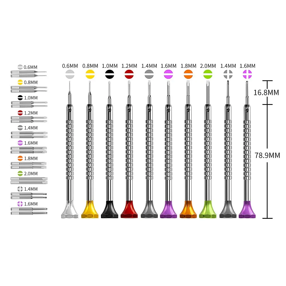 10 pcs Precision Slotted And Phillips Screwdriver Set Different Sizes With 20 Extra Replace Blades Watchmakers Tools for Watch,Jewelry,Eyeglass