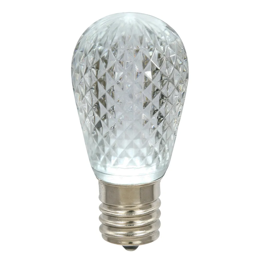 10PK - 0.96W 11S14 Faceted Pure White LED Replacement Christmas Light Bulb