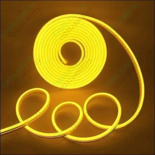 12v Yellow Neon Flexible Strip Light 1m Waterproof Smd 5050 Rope String Silicone Lamp Outdoor Lighting