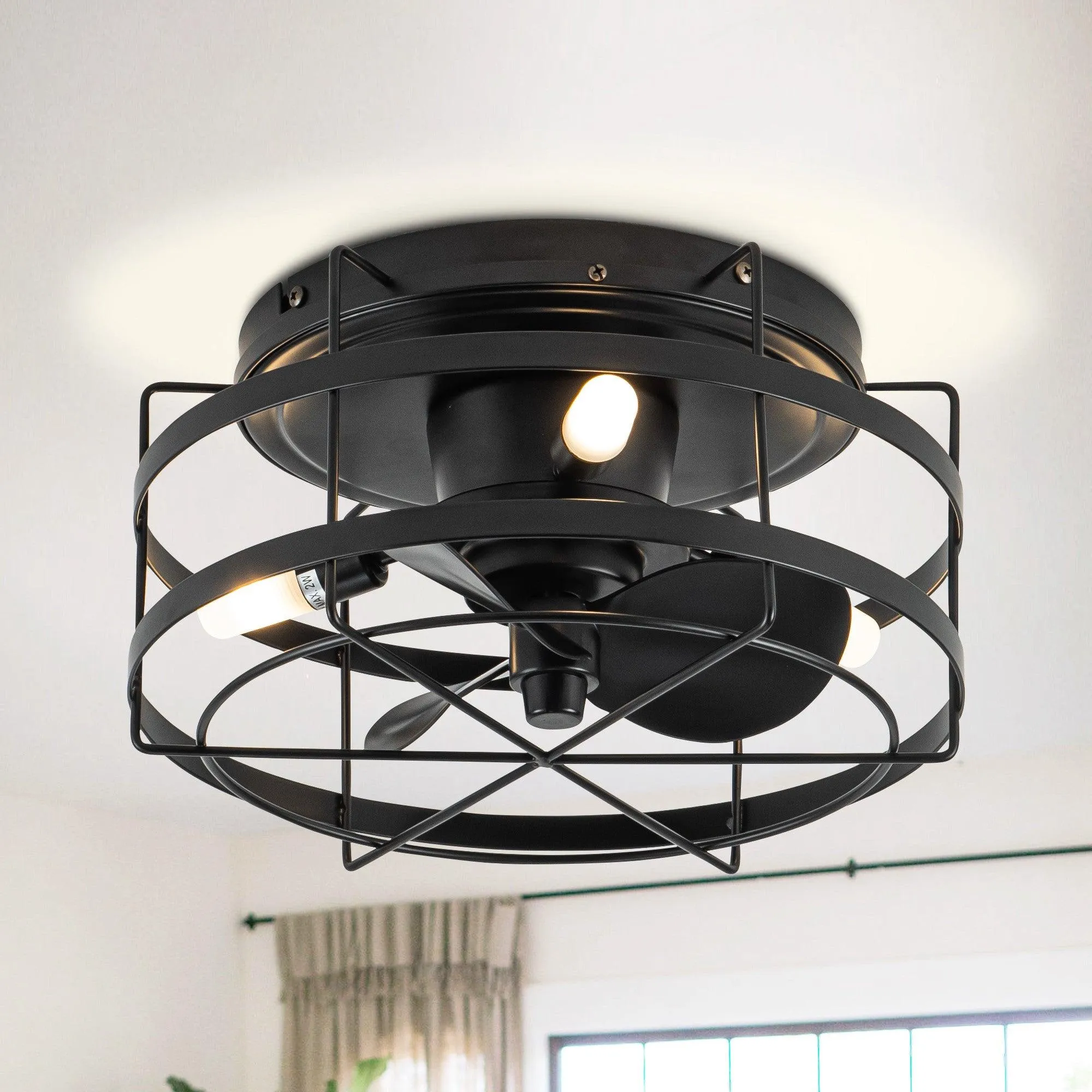 13" Madurai Farmhouse Flush Mount Reversible Ceiling Fan with Lighting and Remote Control