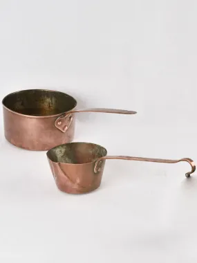 2 antique French copper pots - pourer & saucepan