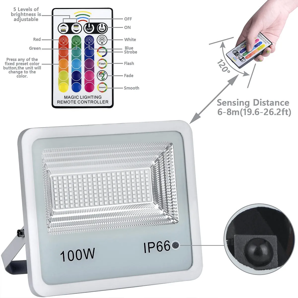 20 Watt RGBW w/Remote Control Flood Lights