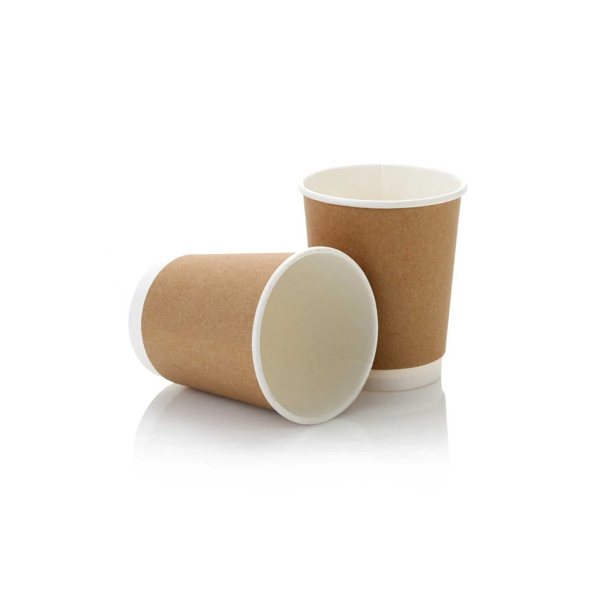 250ml Paper Coffee Cup Double Wall Kraft Brown with Black Sip Lid 5pack