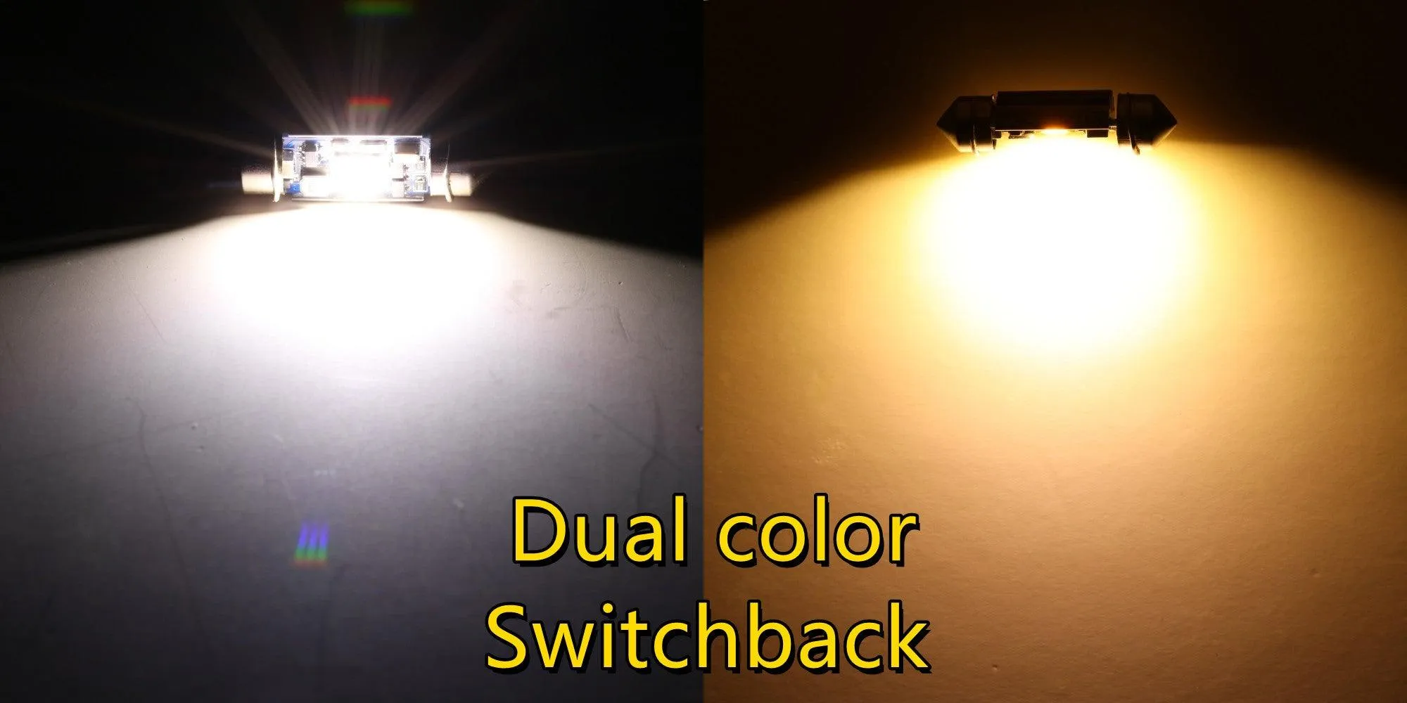 🆕(2pcs/set) Dual Color Switchback 36MM DE3174 3425 6461 11005 12854 1.42" 1860CSP 6500K Cool White& 5000K Natural White LED Festoon Canbus For Interior Dome Map License Plate Bulbs