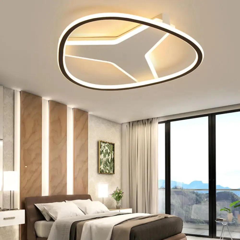 3-Star Flush Mount LED Ceiling Light in White for Bathrooms