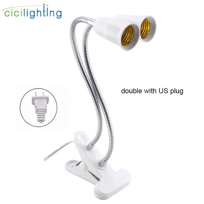 360 Degrees Flexible Desk Lamp Holder E27 Base Light Socket Gooseneck Clip-On Cable With On Off Switch for Home Plant