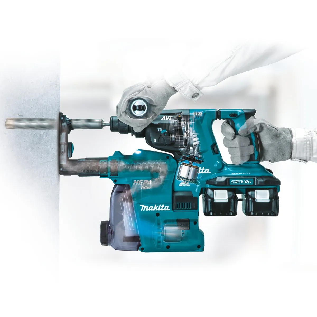 36V (18V X2) LXT® Brushless 1‑1/8" AVT® Rotary Hammer, accepts SDS‑PLUS bits, AFT®, AWS® Capable