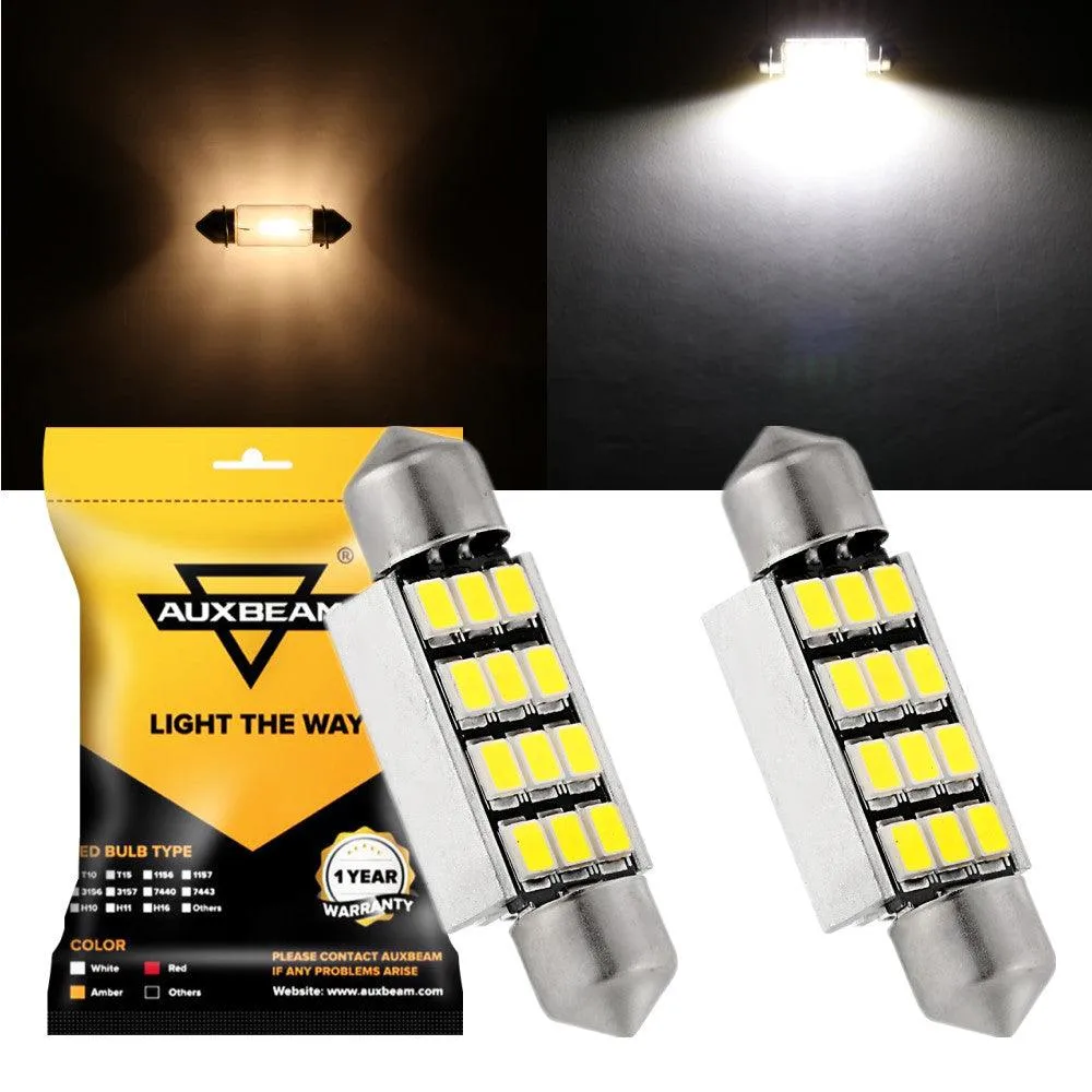 39MM DE3174 1.54" Festoon LED Interior/Dome/Map/License Plate Light Bulbs 2.7W 400LM 6500K White | 2 Bulbs