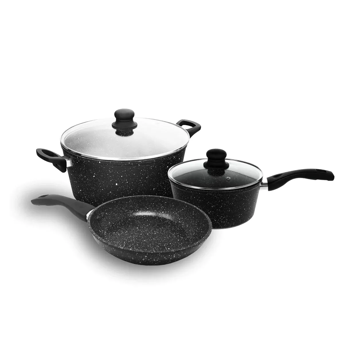 5-piece black marble cookware set