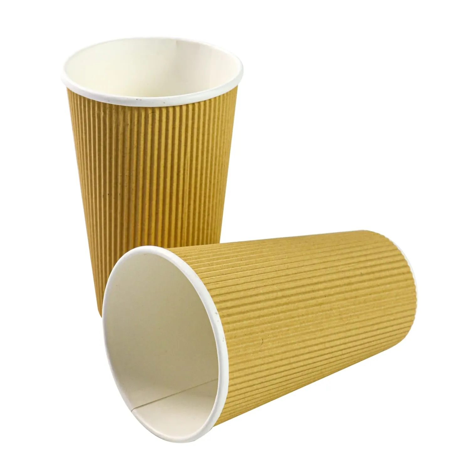 500ml Ripple Paper Coffee Cups Kraft Brown 5pack