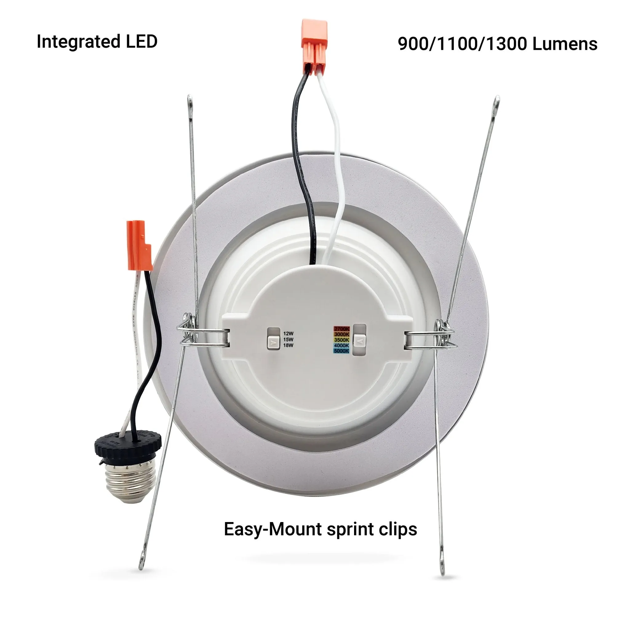 5/6" Inch Retrofit LED Recessed Can Lights - Wet Rated - 5CCT 2700K-5000K - 1300LM