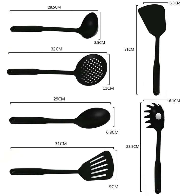 6 pcs Plastic Kitchenware culinary Nonstick Cookware Set Kitchen Tools shovel Colander Spatula Spoon Spaghetti Tools Cooking Set