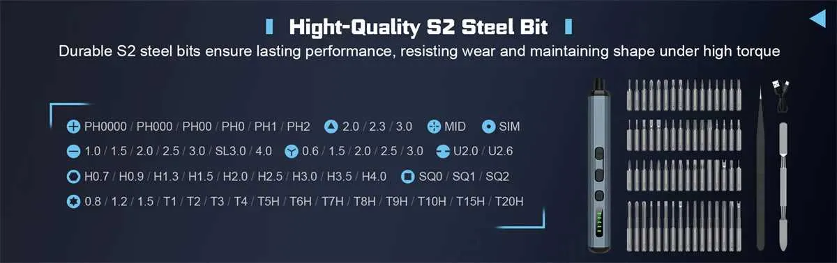 68 in 1 Electric Screwdriver Set 5 Torque Settings Precision
