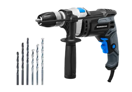 7.5-Amp 1/2 Inch Variable Speed Hammer Drill with Metal Bits and Concrete Bits