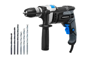 7.5-Amp 1/2 Inch Variable Speed Hammer Drill with Metal Bits and Concrete Bits