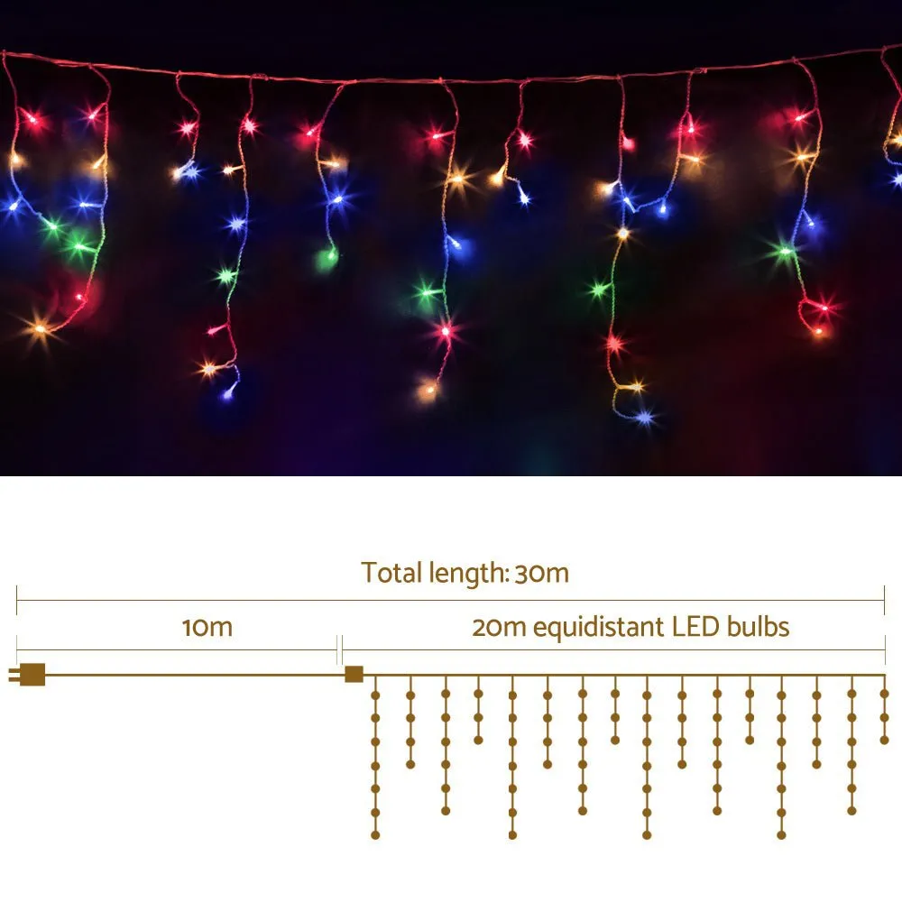 800 LED Christmas Icicle Lights Mutlicolour