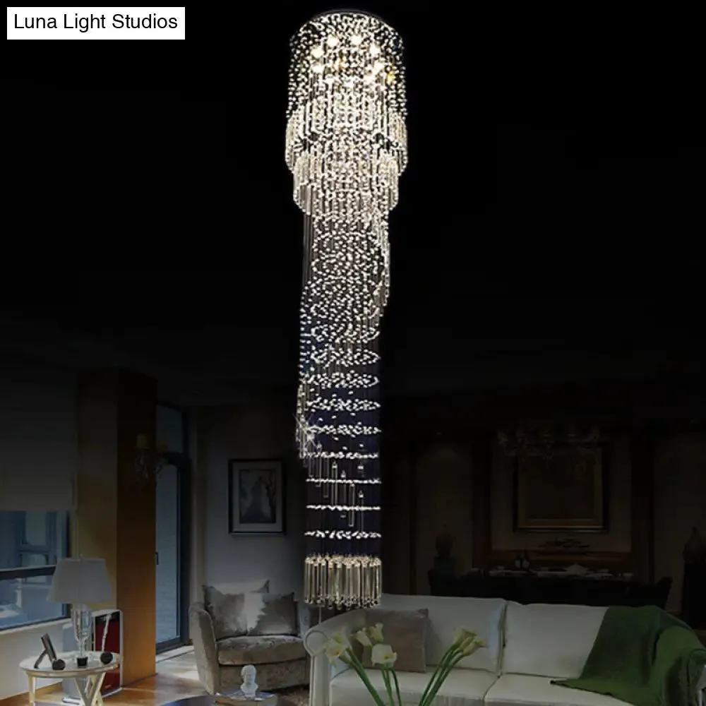 9-Head LED Pendant Lighting: Elegant Gold Crystal Cascading Multiple Hanging Lamp