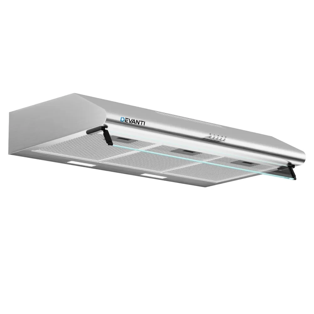 90cm Stainless Steel Range Hood, LED Lights, 3-Speed - Devanti