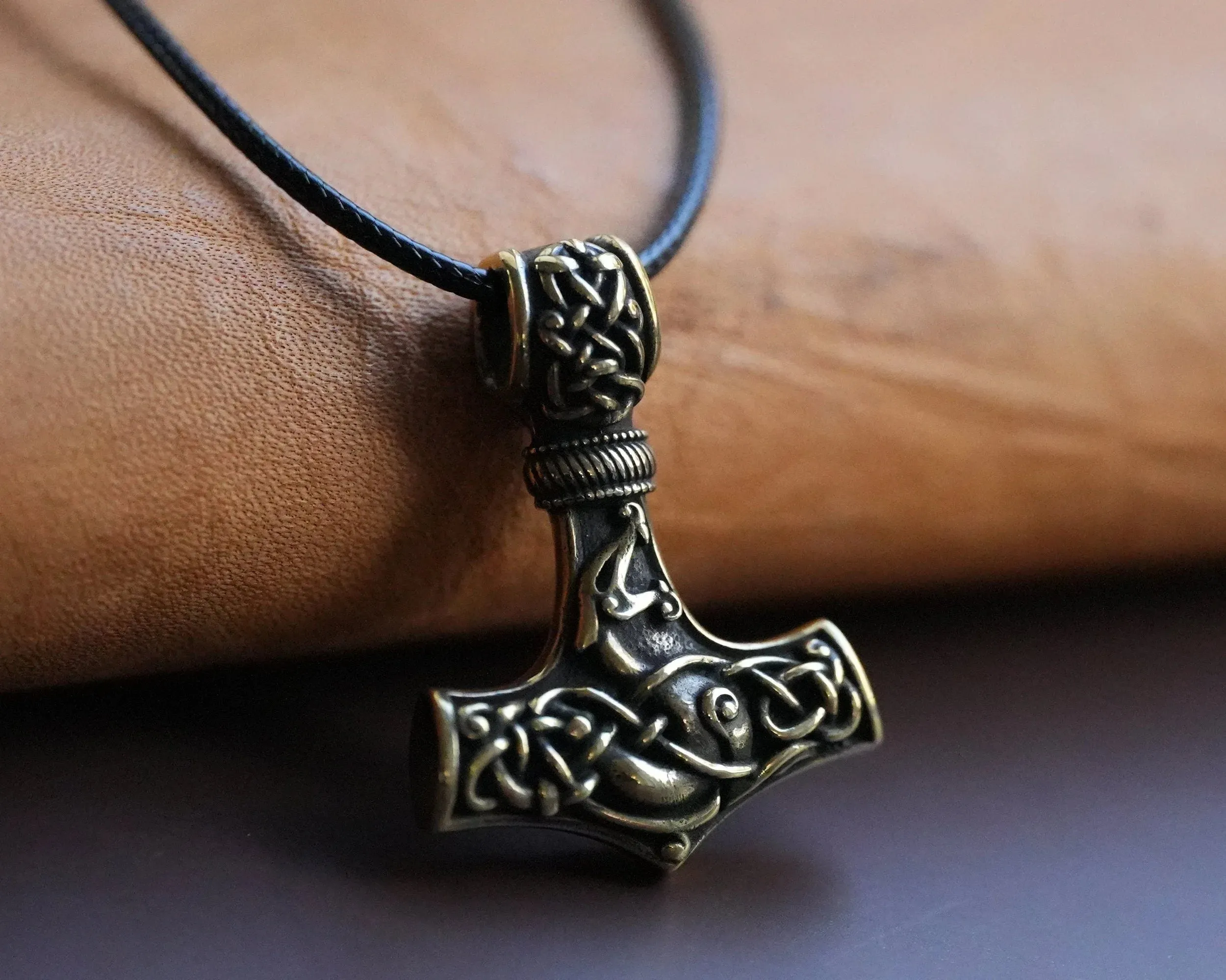 925 Sterling Silver Double-Sided Viking Dragon Thors Hammer Thor Mjölnir Mjolnir Necklace Pendant  Jewelry For Men and Women - Fast Delivery