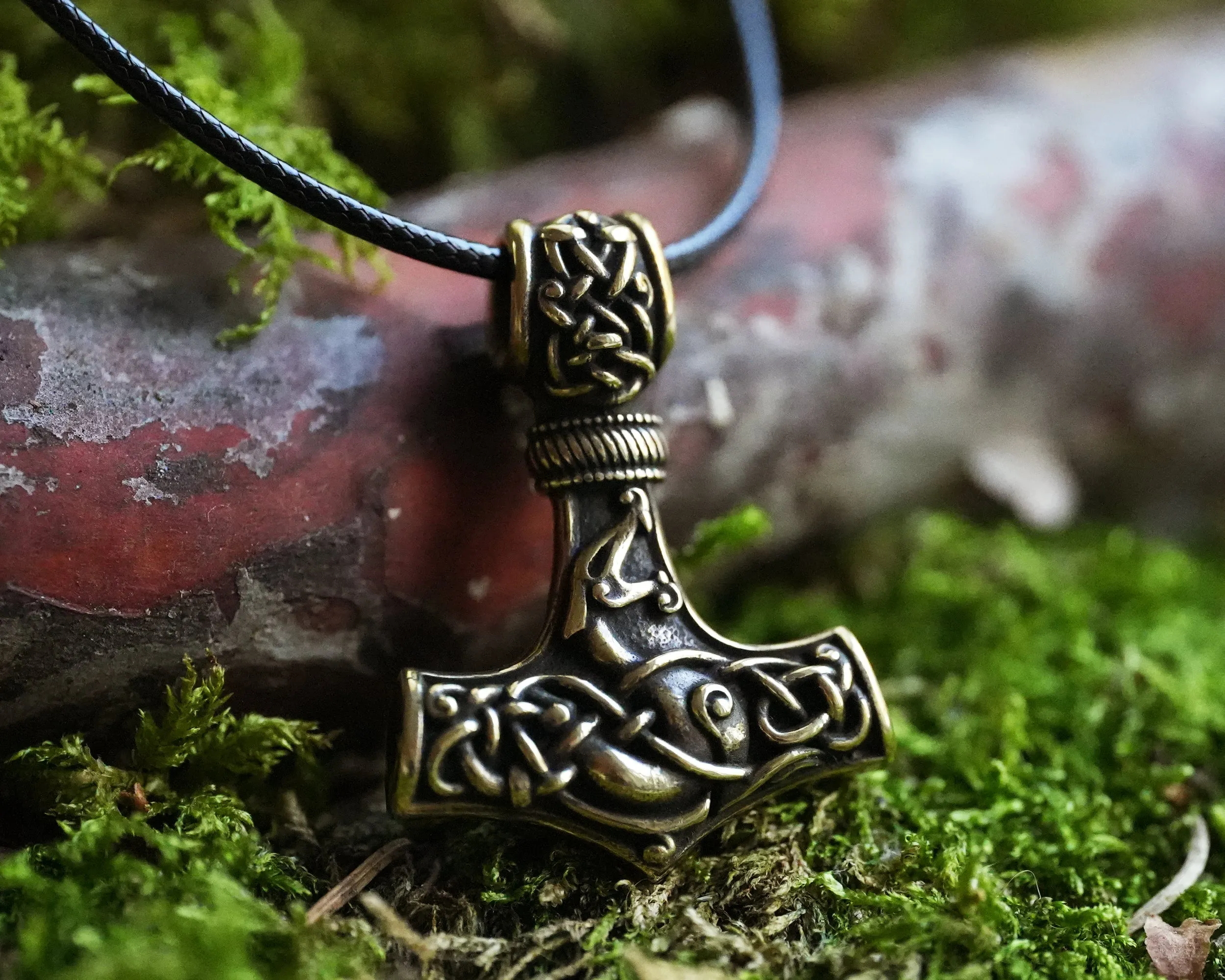 925 Sterling Silver Double-Sided Viking Dragon Thors Hammer Thor Mjölnir Mjolnir Necklace Pendant  Jewelry For Men and Women - Fast Delivery