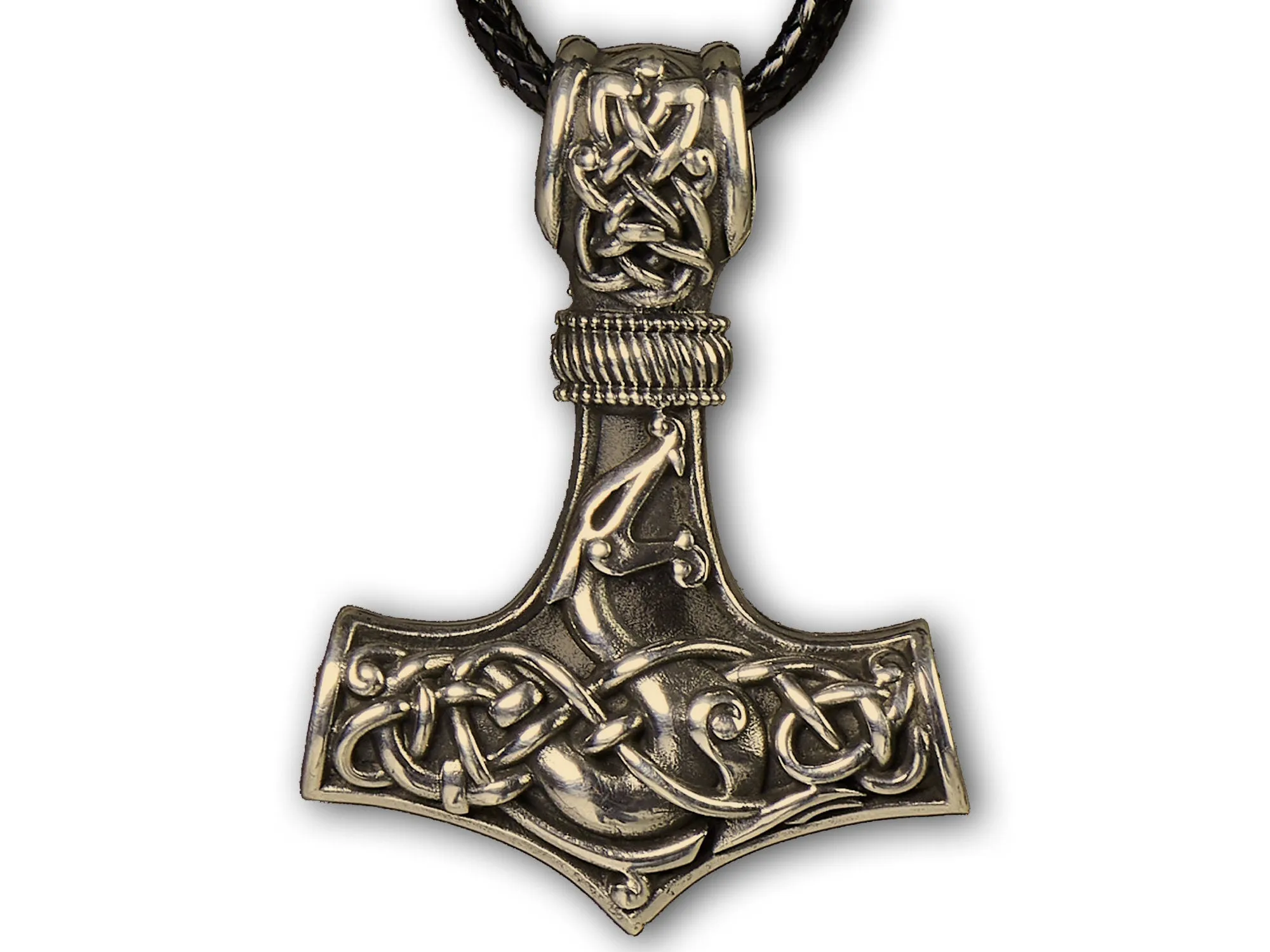 925 Sterling Silver Double-Sided Viking Dragon Thors Hammer Thor Mjölnir Mjolnir Necklace Pendant  Jewelry For Men and Women - Fast Delivery