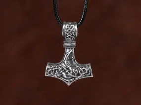 925 Sterling Silver Double-Sided Viking Dragon Thors Hammer Thor Mjölnir Mjolnir Necklace Pendant  Jewelry For Men and Women - Fast Delivery