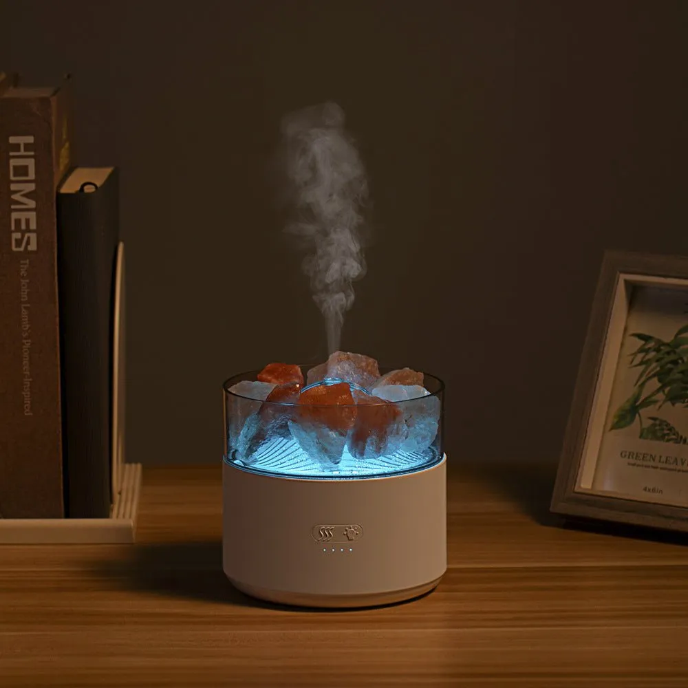 Air Humidifier Crystal Salt Lamp Aroma Diffuser Incense Machine Fogger Essential Oil Lamp Difusor Ambient Light