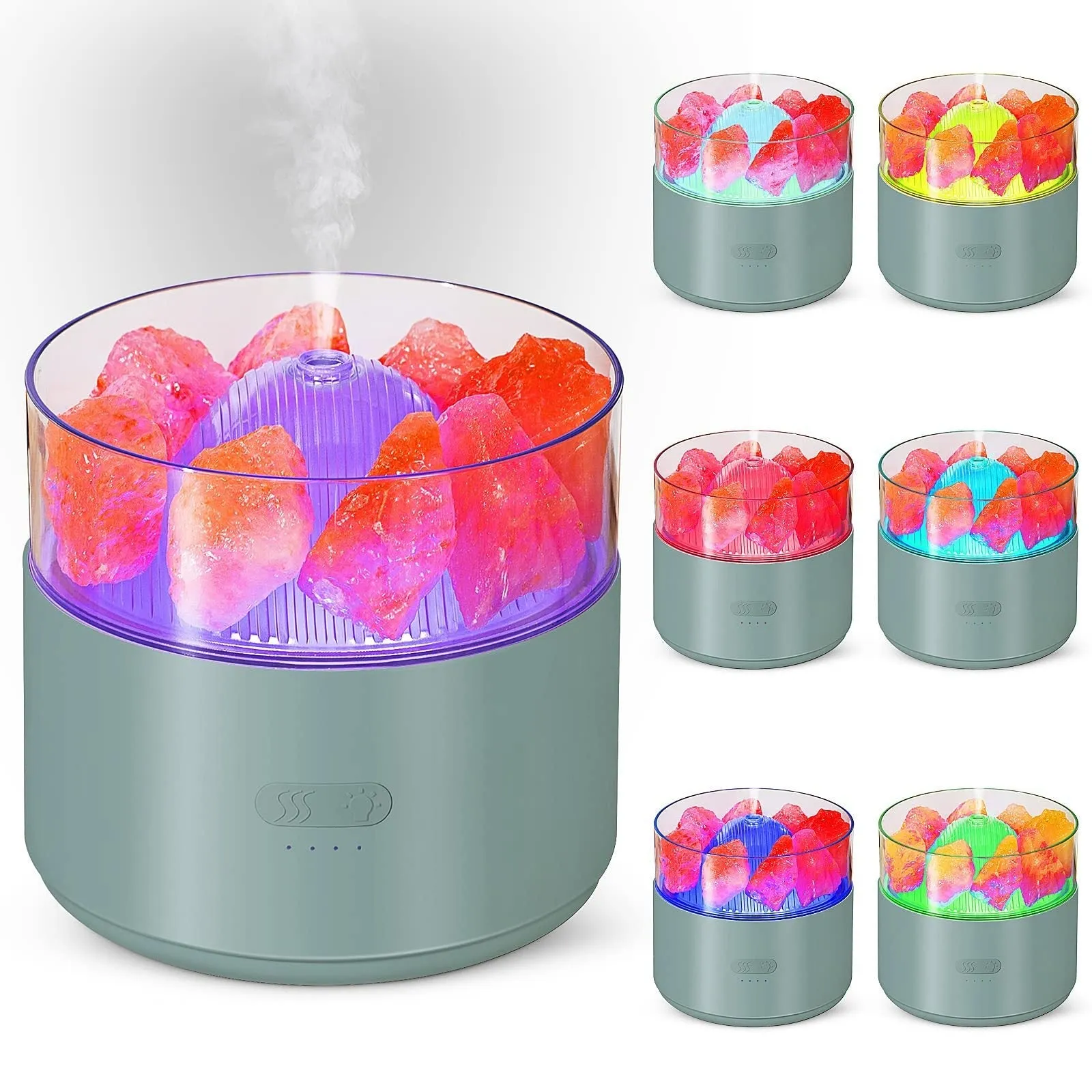 Air Humidifier Crystal Salt Lamp Aroma Diffuser Incense Machine Fogger Essential Oil Lamp Difusor Ambient Light