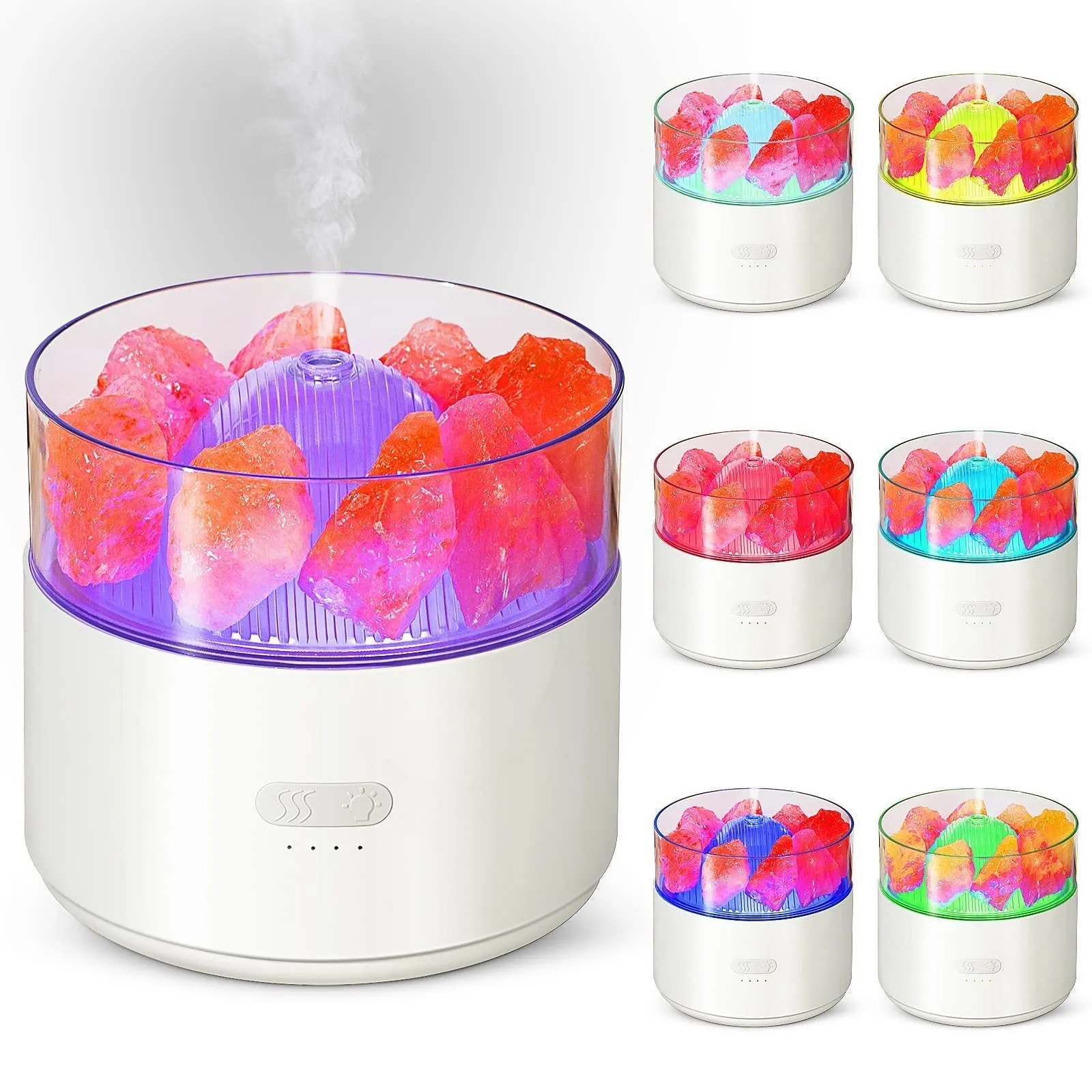 Air Humidifier Crystal Salt Lamp Aroma Diffuser Incense Machine Fogger Essential Oil Lamp Difusor Ambient Light