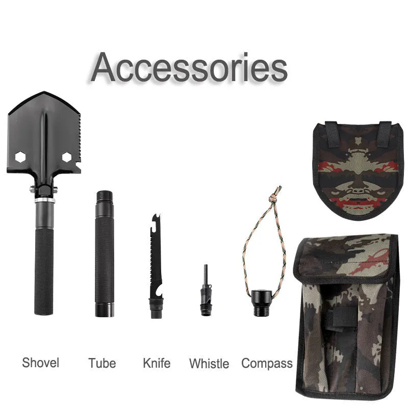 Aluminum Alloy Handle Folding Portable Multifunctional Outdoor Camping Shovel Sapphire Shovel Plus Extra Accessories