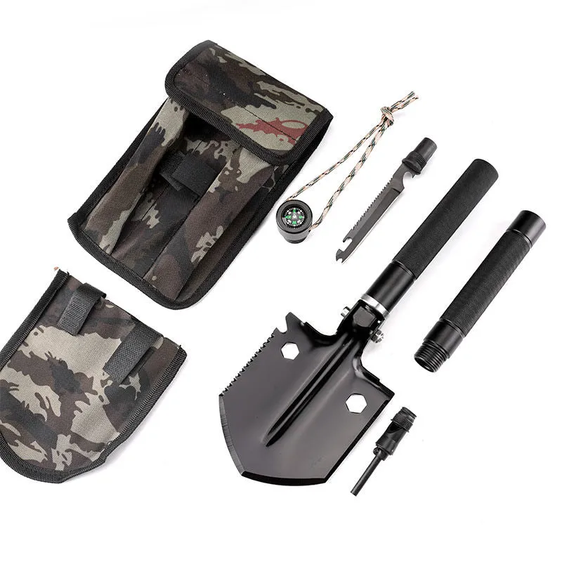 Aluminum Alloy Handle Folding Portable Multifunctional Outdoor Camping Shovel Sapphire Shovel Plus Extra Accessories