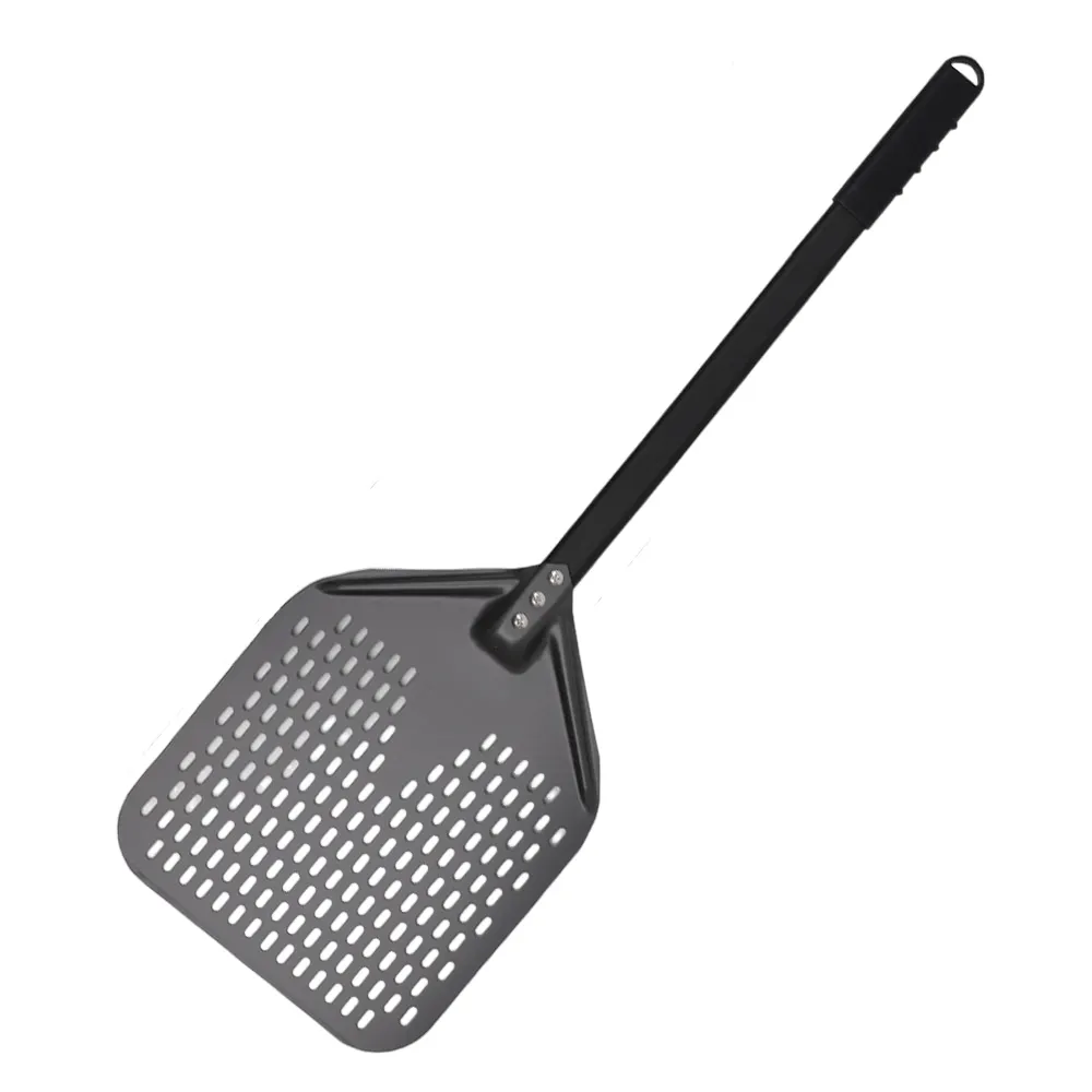 Anygleam Pizza Shovel 28cm X 108.5cm Dark Grey for Perforated Peel with Metal Handle Oven Turning Baking Accessory