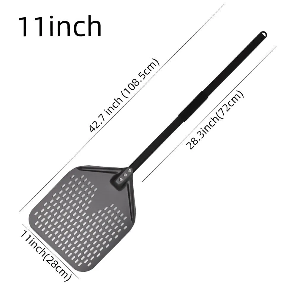 Anygleam Pizza Shovel 28cm X 108.5cm Dark Grey for Perforated Peel with Metal Handle Oven Turning Baking Accessory