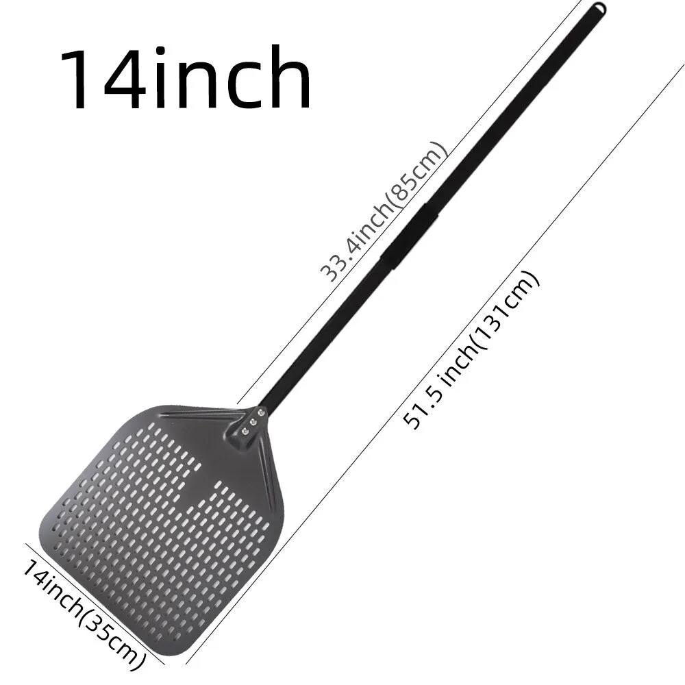 Anygleam Pizza Shovel 35 cm x 1100cm Dark Grey for Perforated Peel with Metal Handle Oven Turning Baking Accessory