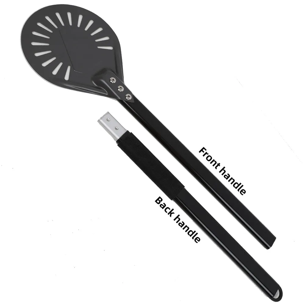 Anygleam Pizza Shovel 95cm Dark Grey for Perforated Peel with Metal Handle Oven Turning Baking Accessory