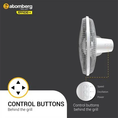 Atomberg Efficio  400 mm BLDC Motor with Remote 3 Blade Pedestal Fan White