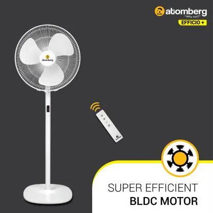 Atomberg Efficio  400 mm BLDC Motor with Remote 3 Blade Pedestal Fan White