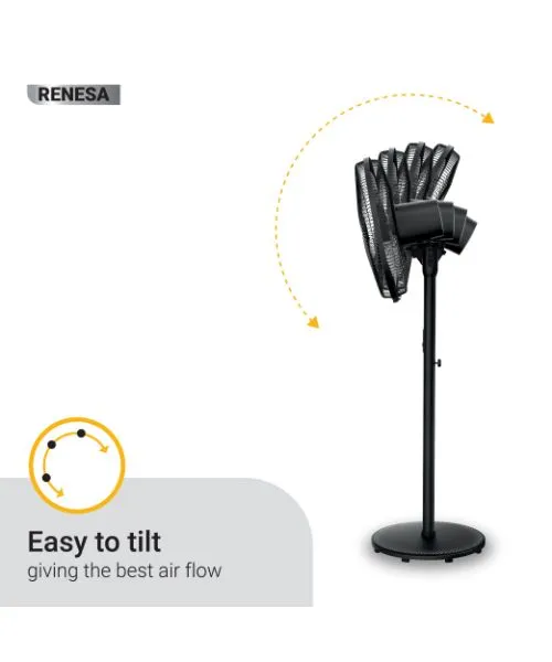 Atomberg Renesa Pedestal fan Swing 400mm  BLDC motor Energy Saving with Remote Control Black