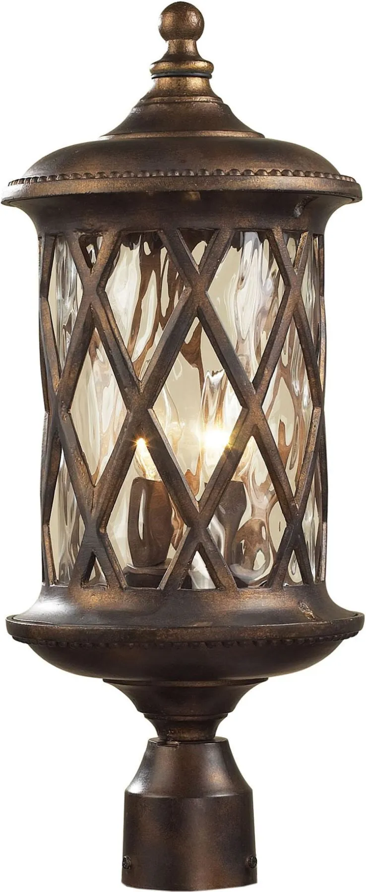 Barrington Gate 2 Light Outdoor Post Lamp In Hazlenut Bronze and Designer Water Glass