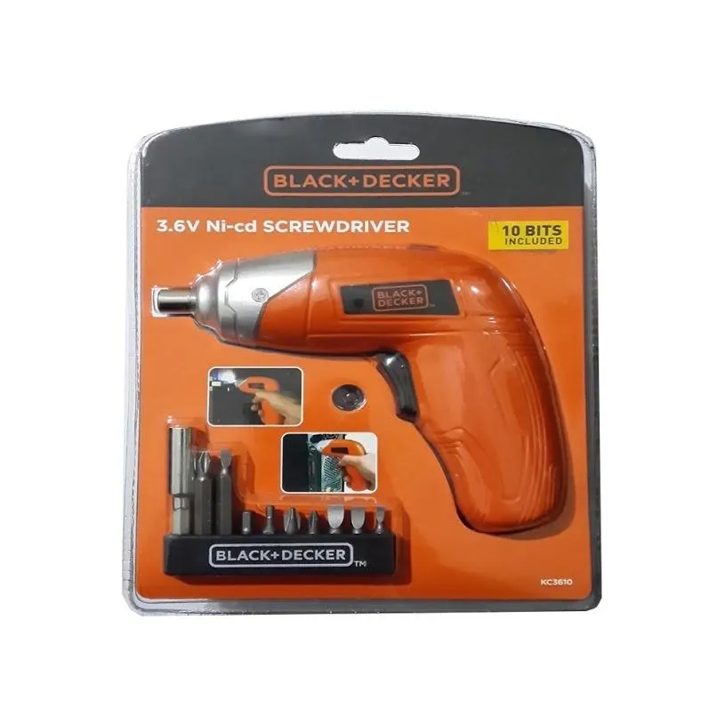 Black & Decker 3.6V NI-CD Screwdriver Blister Pack 10 Bits