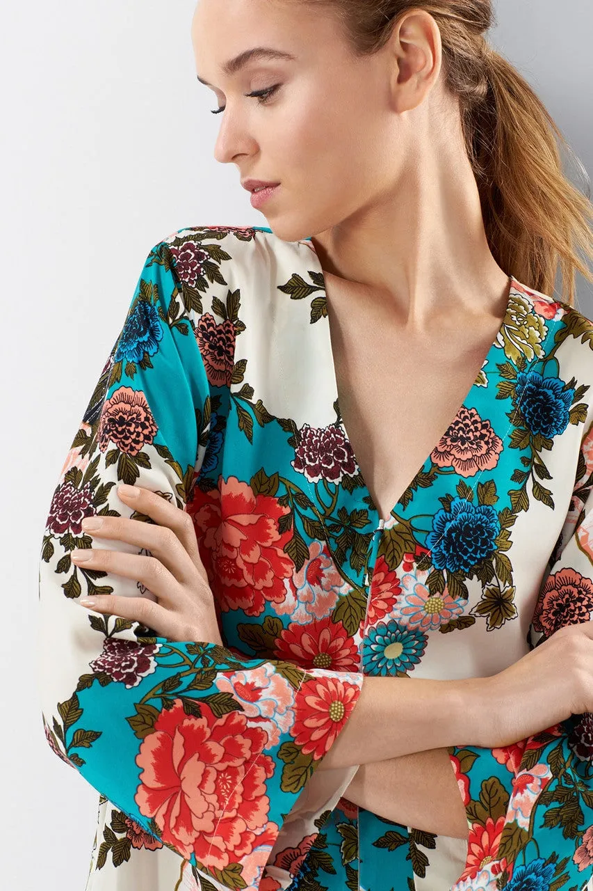 Blossoming Fans Zip Caftan