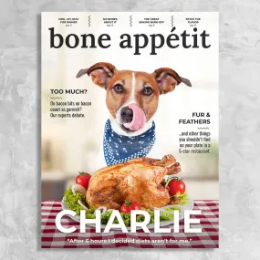 Bone Appétit - Custom Pet Portrait Magazine Cover Canvas Print