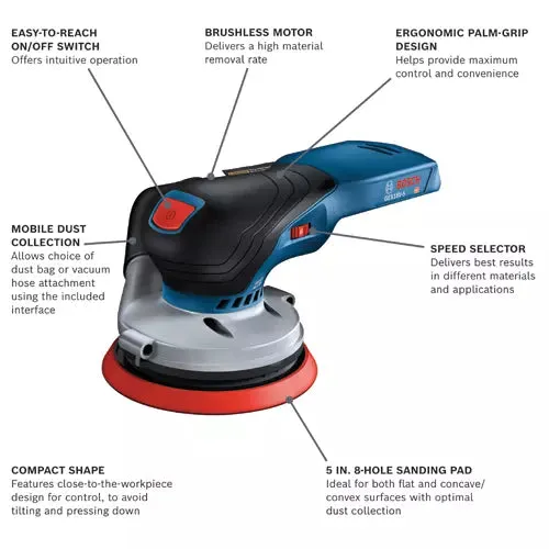 Bosch 18V Brushless 5" Random Orbit Sander (Bare Tool)