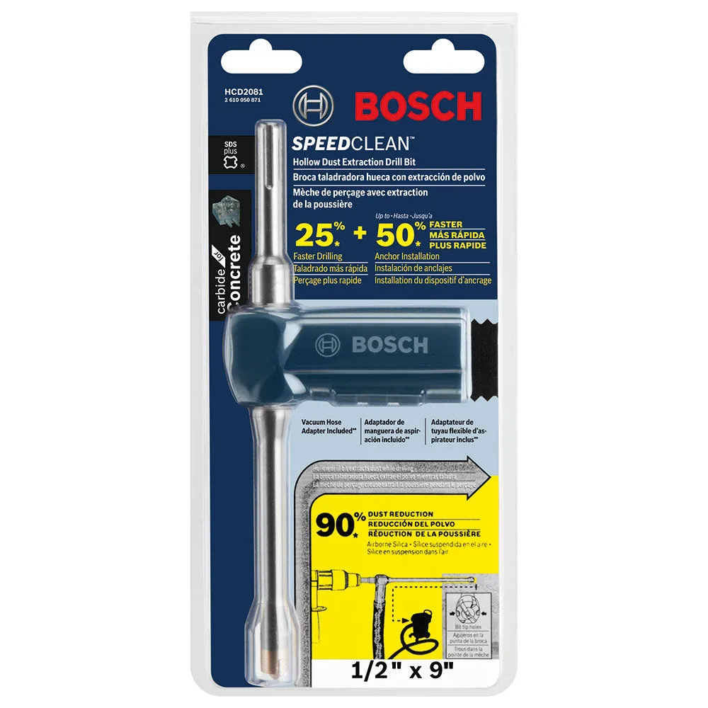 Bosch HCD2081 SDS-Plus Speed Clean Dust Extraction Bit, 1/2" x 9", 2 Cutter