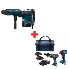 Bosch RH1255VC 2" Rotary Hammer W/ FREE GXL18V-227B25 18V 2-Tool Combo Kit