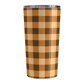 Brown and Orange Fall Buffalo Plaid Tumbler Cup